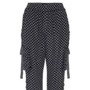 LE SUPERBE Women's Canteen Check Cargo Pants In Kickflip Checkers Charcoal Black